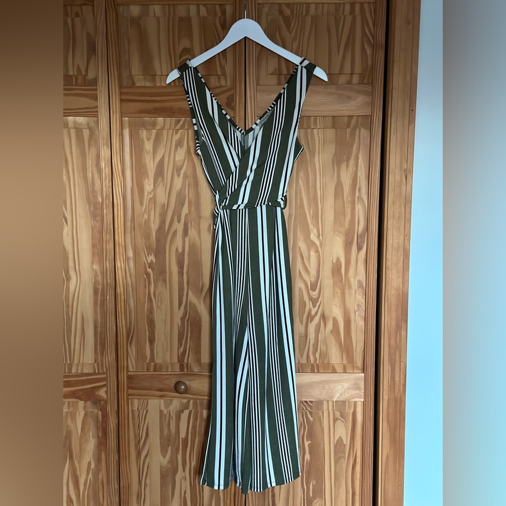 Olive Green, White, and Black Jumpsuit - Picture 1 of 2
